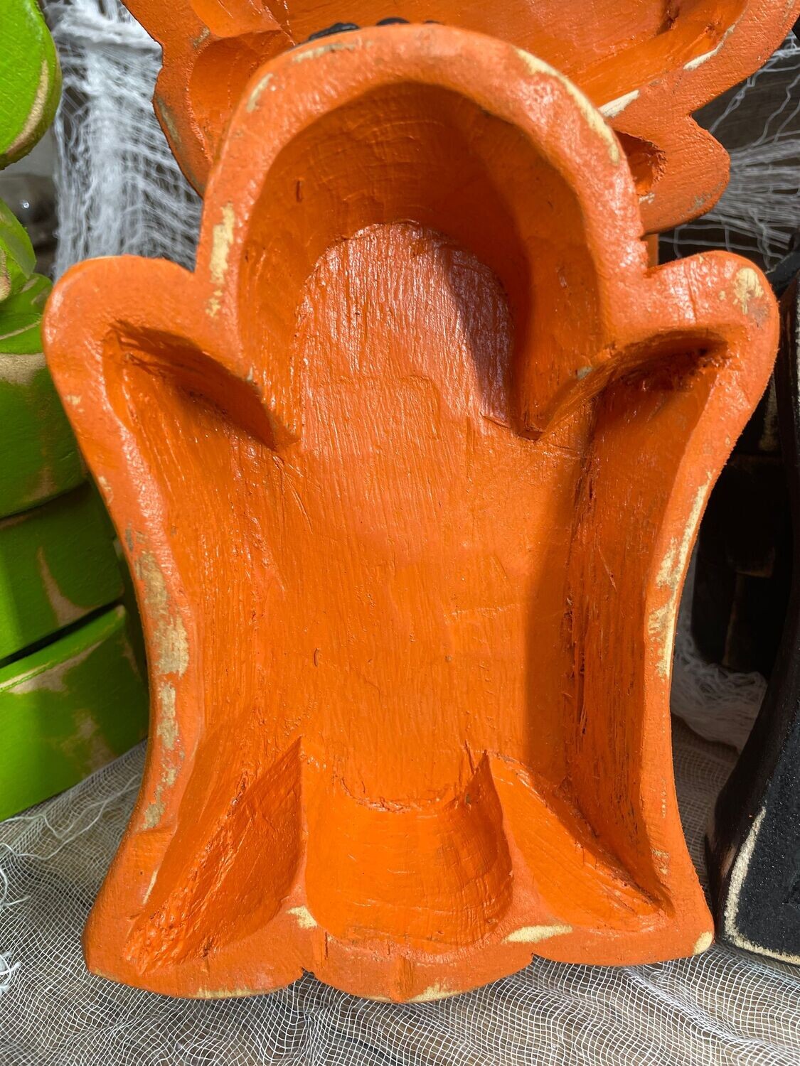 Mini Ghost Dough Bowl-6x8 inches-Boo Design-Candle Ready-6 Color Choices--Ghost-Mini, COLOR: Orange