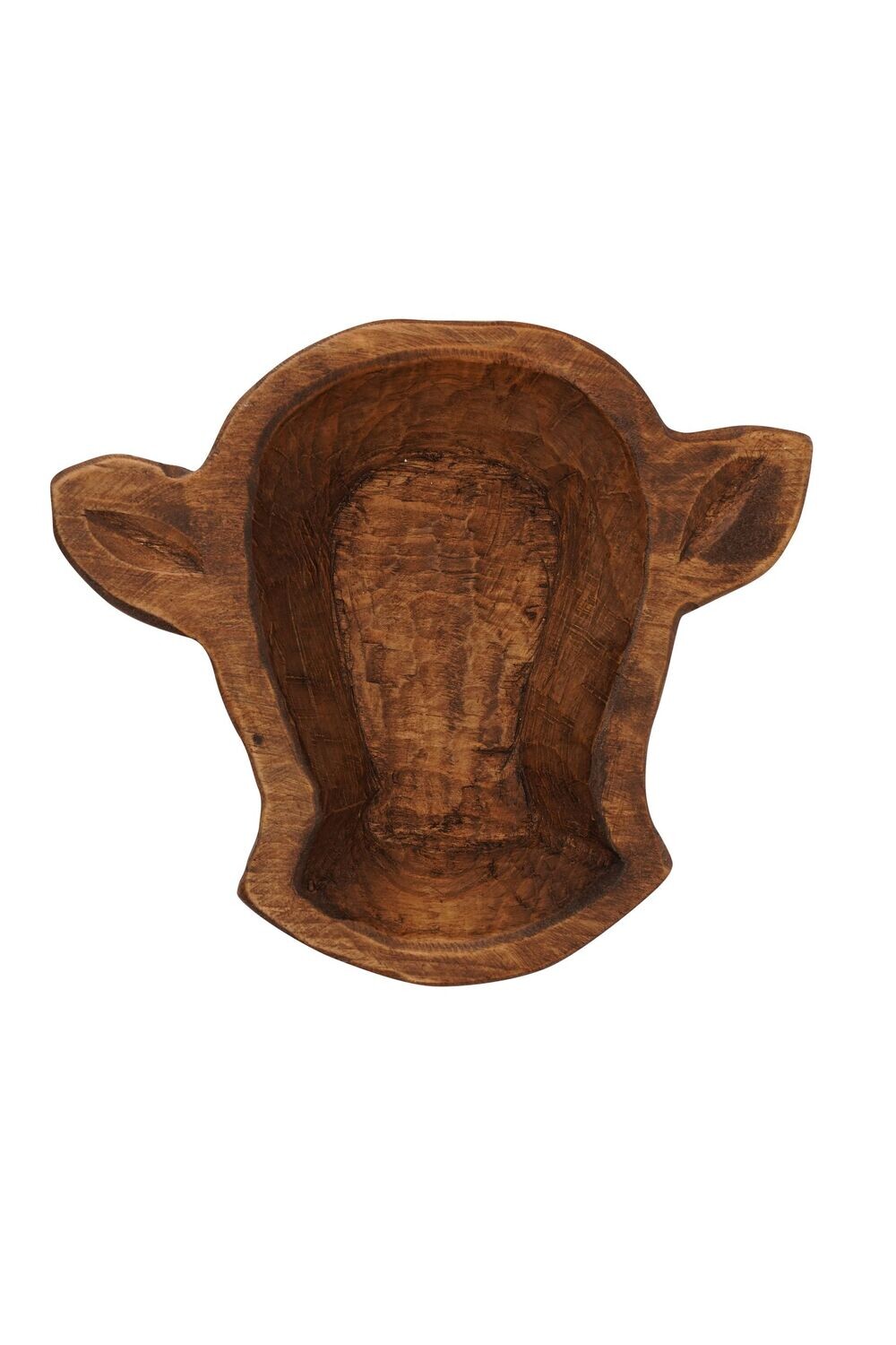 Mini Cow Head-Skull-Bowl-8 x 7 x 2 inches-Wood-Handmade-Candle Pour-Carved-Four Color Choices-Cow Head-Mini, COLOR: Waxed