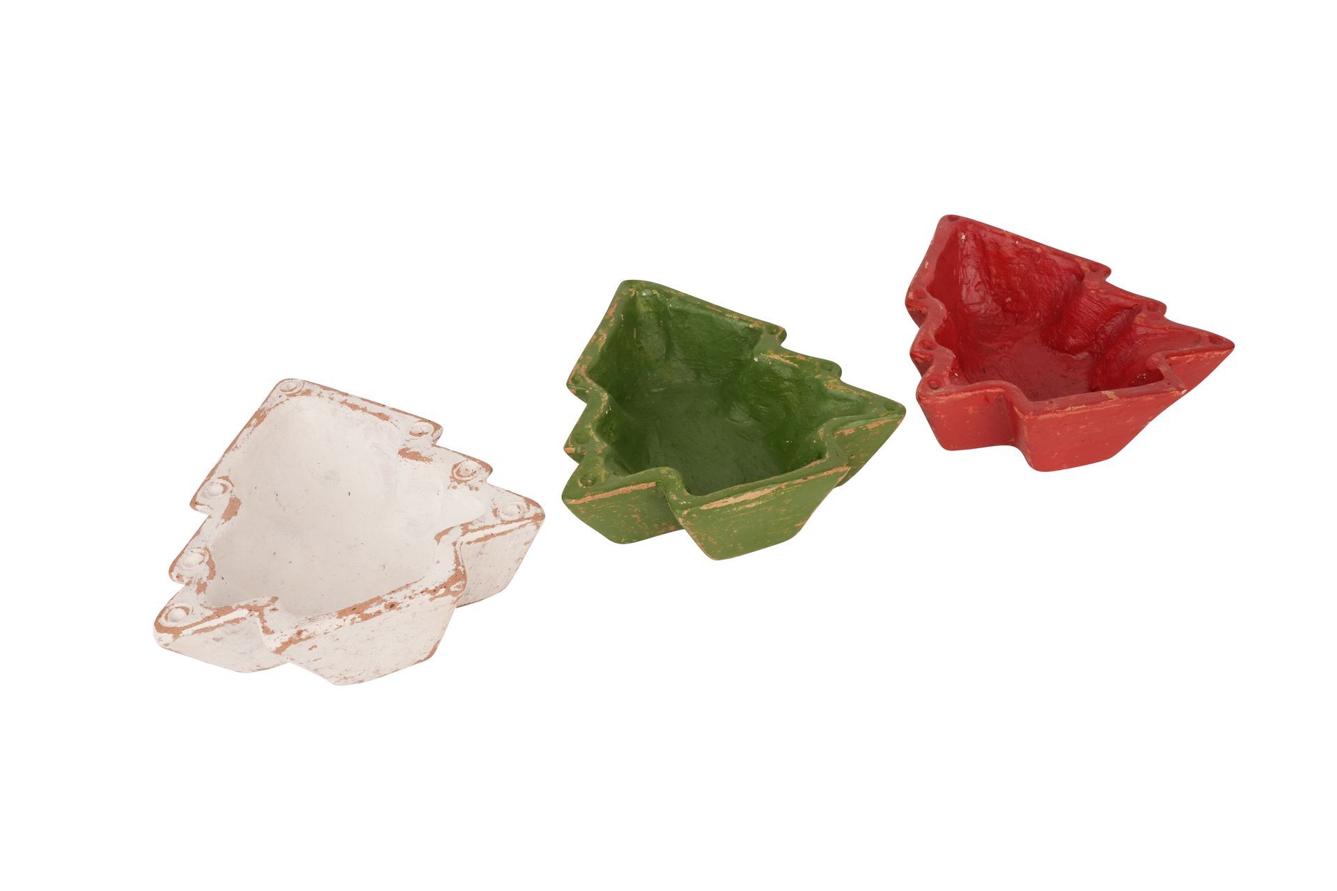 Christmas Tree Clay Candle Vessel-Assorted Pack-Candle Ready-9 x 8 x 3 inches-Exclusive Design-NEW-Clay Christmas Tree-Assorted Pack-9 PIECES