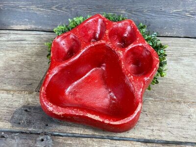 Clay Dog Paw Vessel-Red-Bowl-7x8 inches-Handmade-Dog Paw Clay Vessel-RED-CLEARANCE