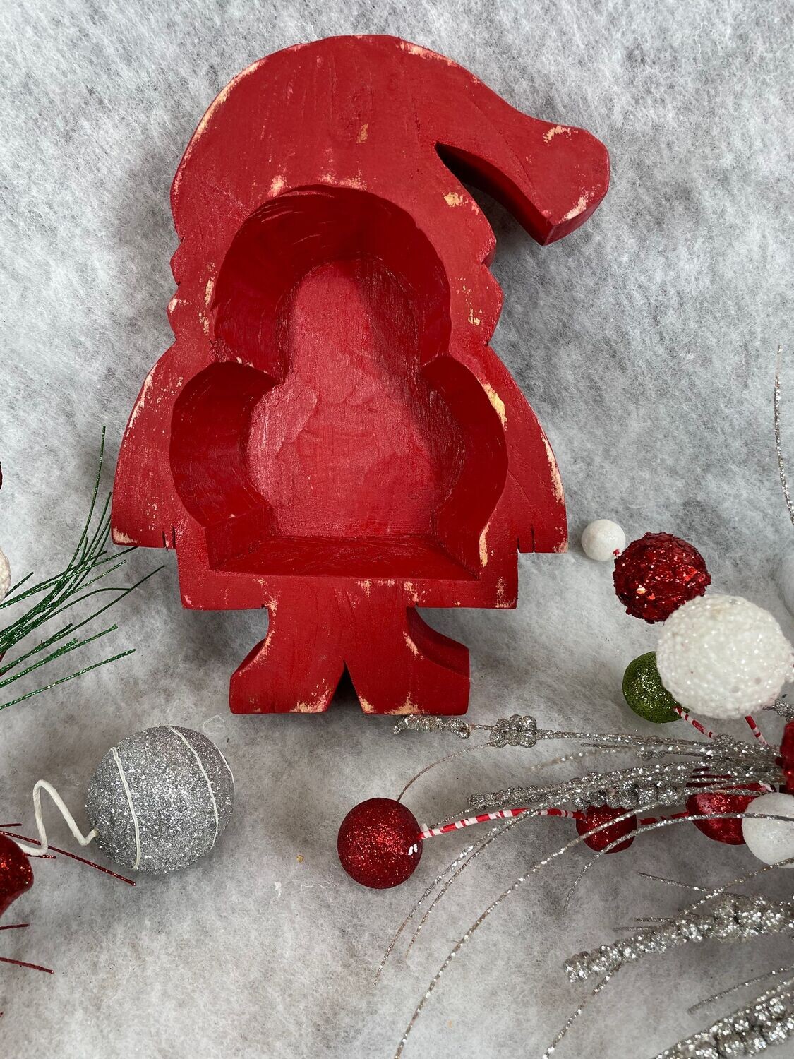 Santa Claus Dough Bowl-9x12-Christmas-New Design-Candle Ready-Four Color Choices-Original-Santa Claus Dough Bowl, COLOR: Red