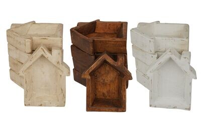 Trio Pack-House Dough Bowl-6 x 7 inches-Handmade-Candle Ready-Original Design-House-Casita-Trio Pack