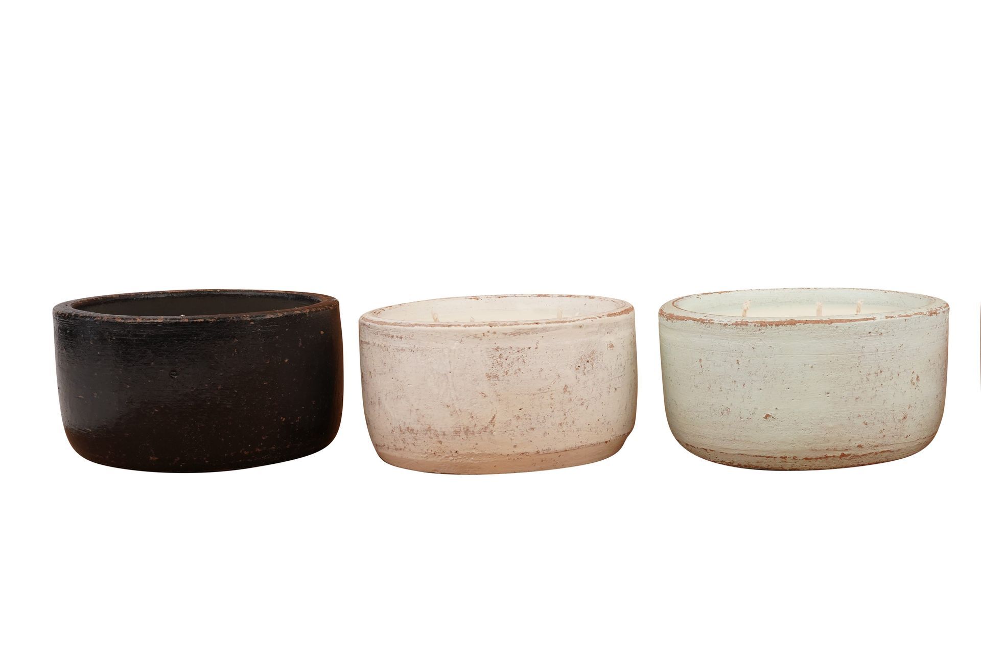 Roundsy Candle Pour Clay Vessel-6 x 2.5-3 inches-3 Color Choices