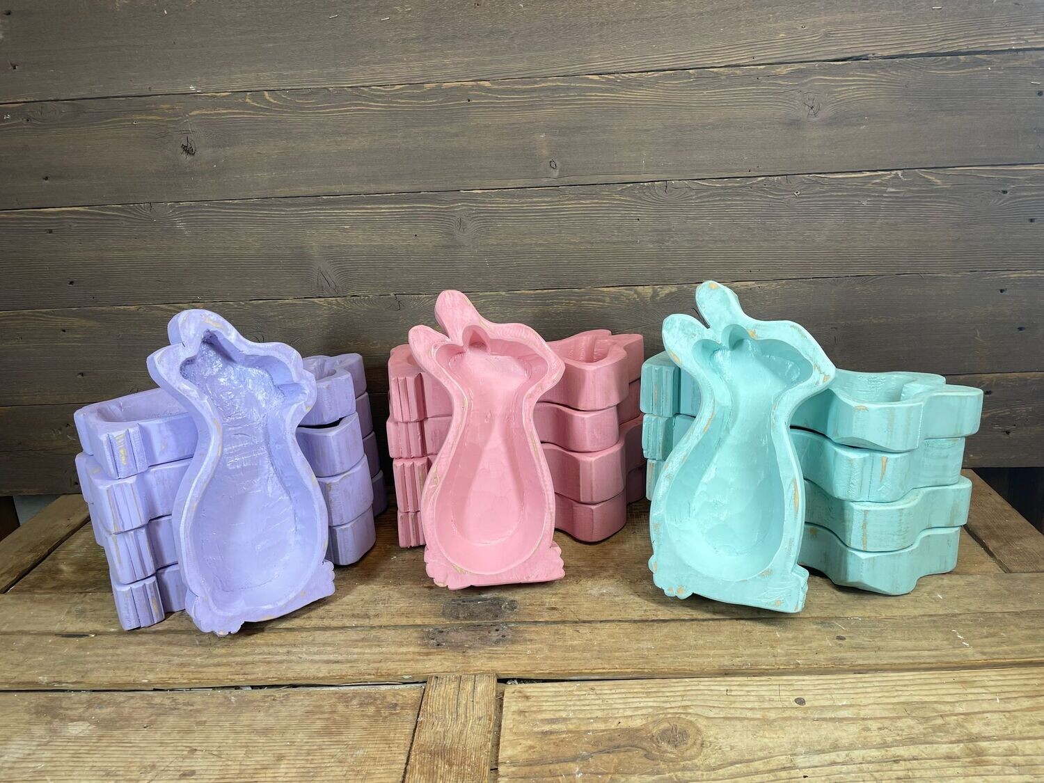 Spring Color Pack-Matilda the  Easter Bunny Dough Bowl-Original Design-7 x 13 in-Candle Ready-Matilda Bunny-Spring Color Pack-9 PCS