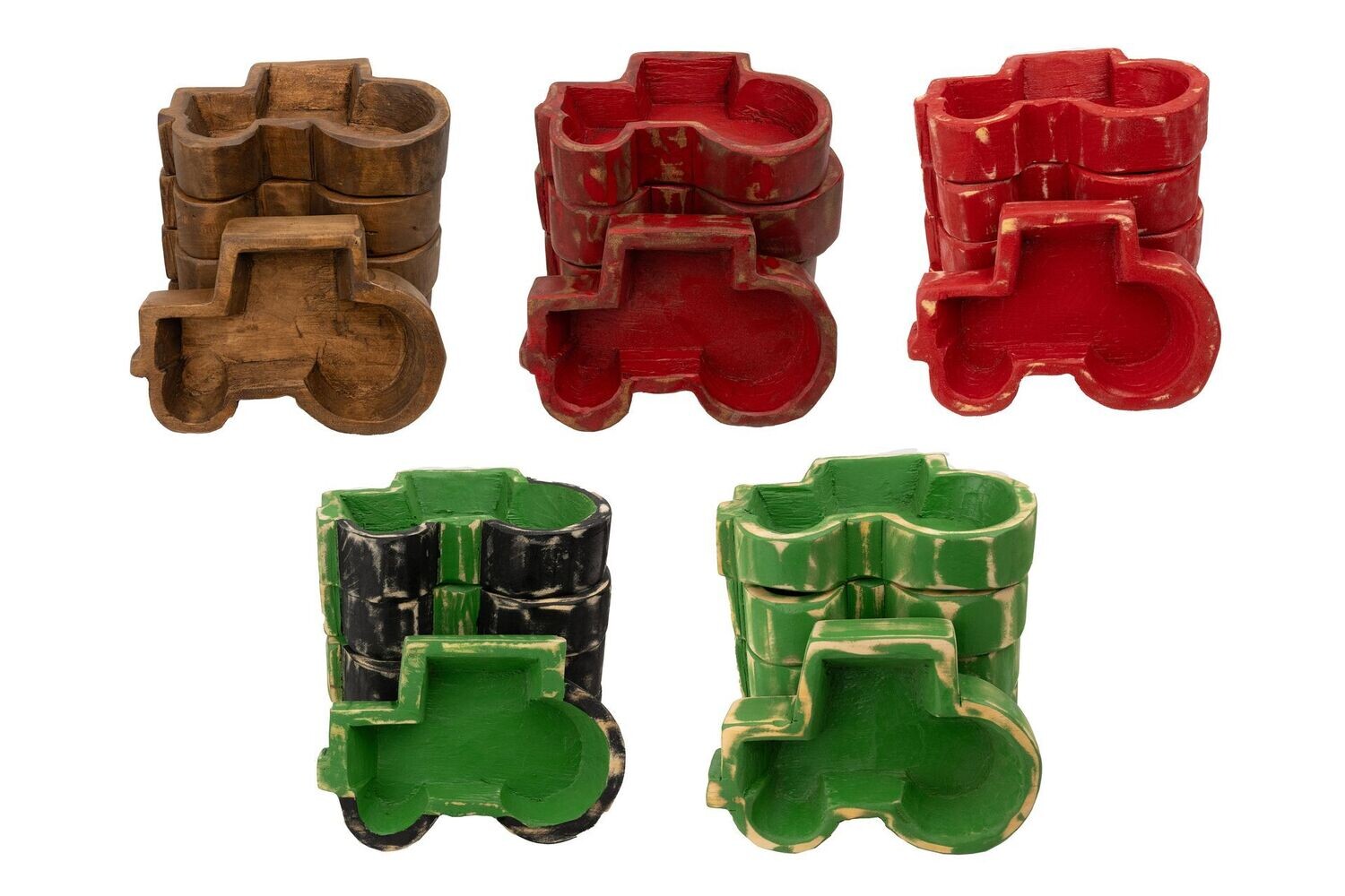 Tractor Dough Bowl-Assorted Pack-9 x 6 in-Wood-Carved-Candle Ready-Tractor-Complete Assorted Pack-15 PCS