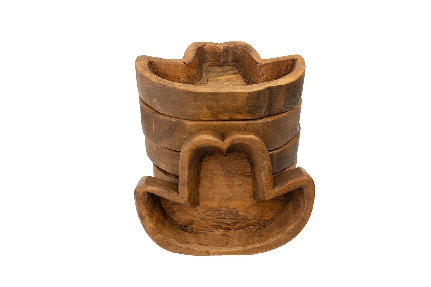 Hat Dough Bowl-9 x 6 x 2 inches-Wood-Western-Handmade-Carved-Candle Ready-Sombrero, COLOR: Waxed