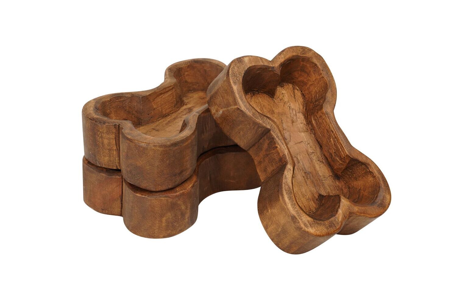 Dog Bone Bowl-8 x 5 x 2inches-Wood-Rustic-Handmade-Candle Ready-Original Design-Dog Bone Bowl-BONE, COLOR: Waxed