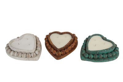 CLEARANCE-Beading Heart -9x10 inches- Candle Ready Clay Vessel -3 Color Choices-CLEARANCE