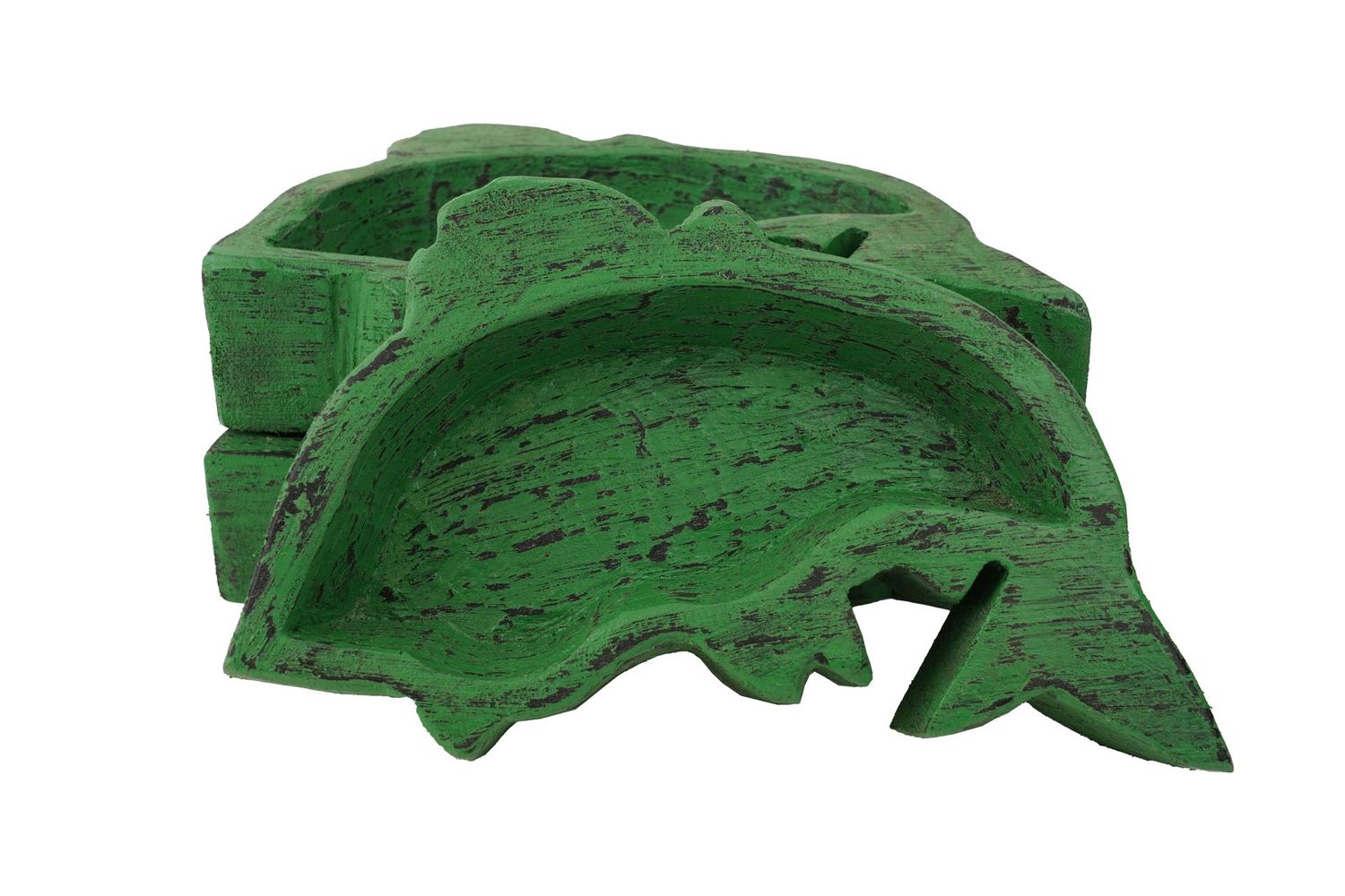 Bass Fish Dough Bowl-10 x 6 x 2 in-Wood-Candle Ready-Bass Dough Bowl, COLOR: Green