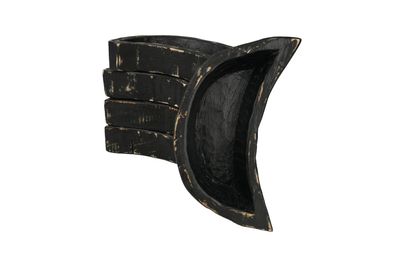 Moon Bowl-10 x 6 x 2 inches-Wood-Handmade-Black-Candle Pour-Carved-Candle Ready-Carved Moon Bowl-Black