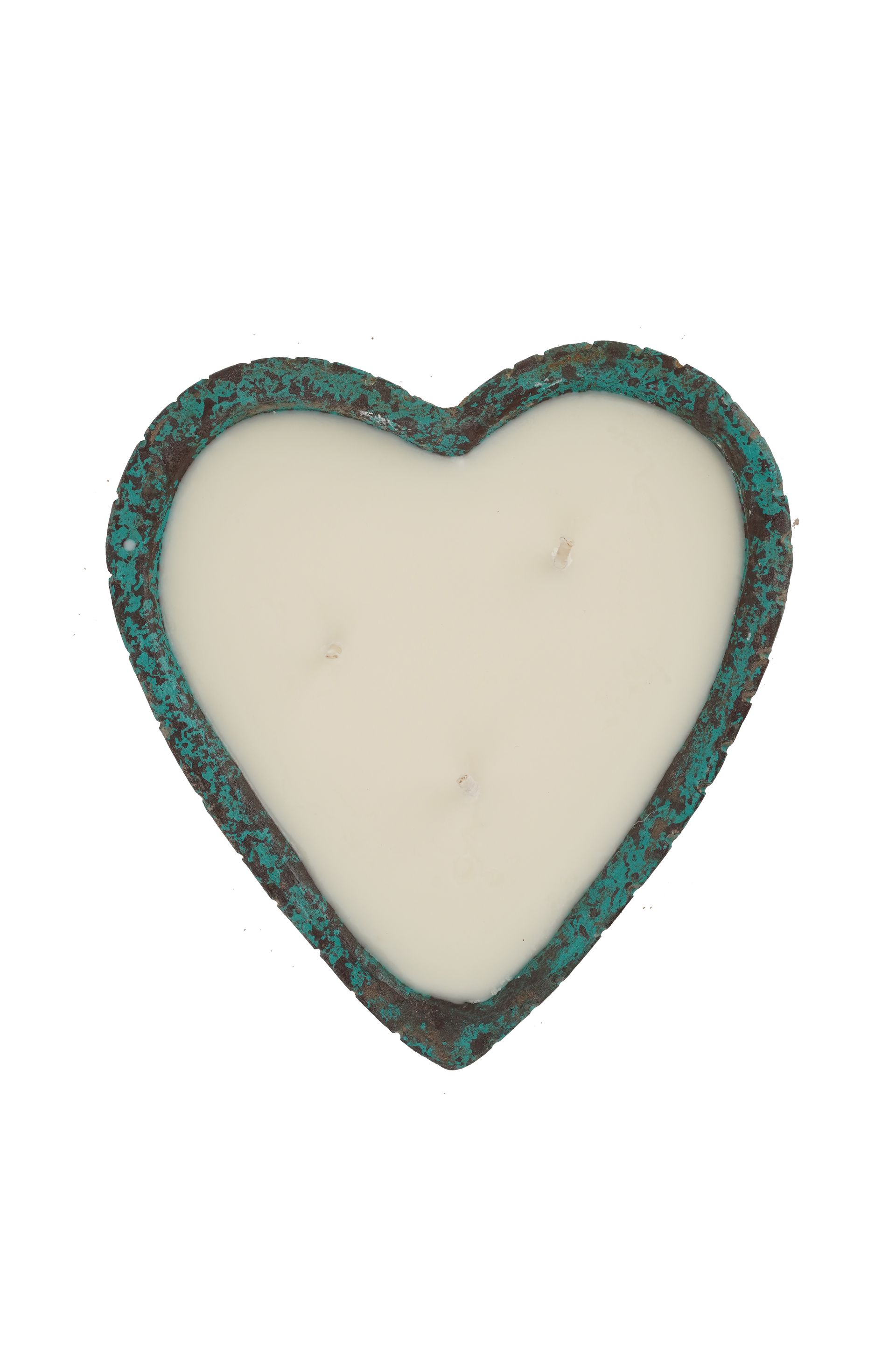 Simple Heart-7x8 inches-Candle Ready Clay Vessel -Turquoise