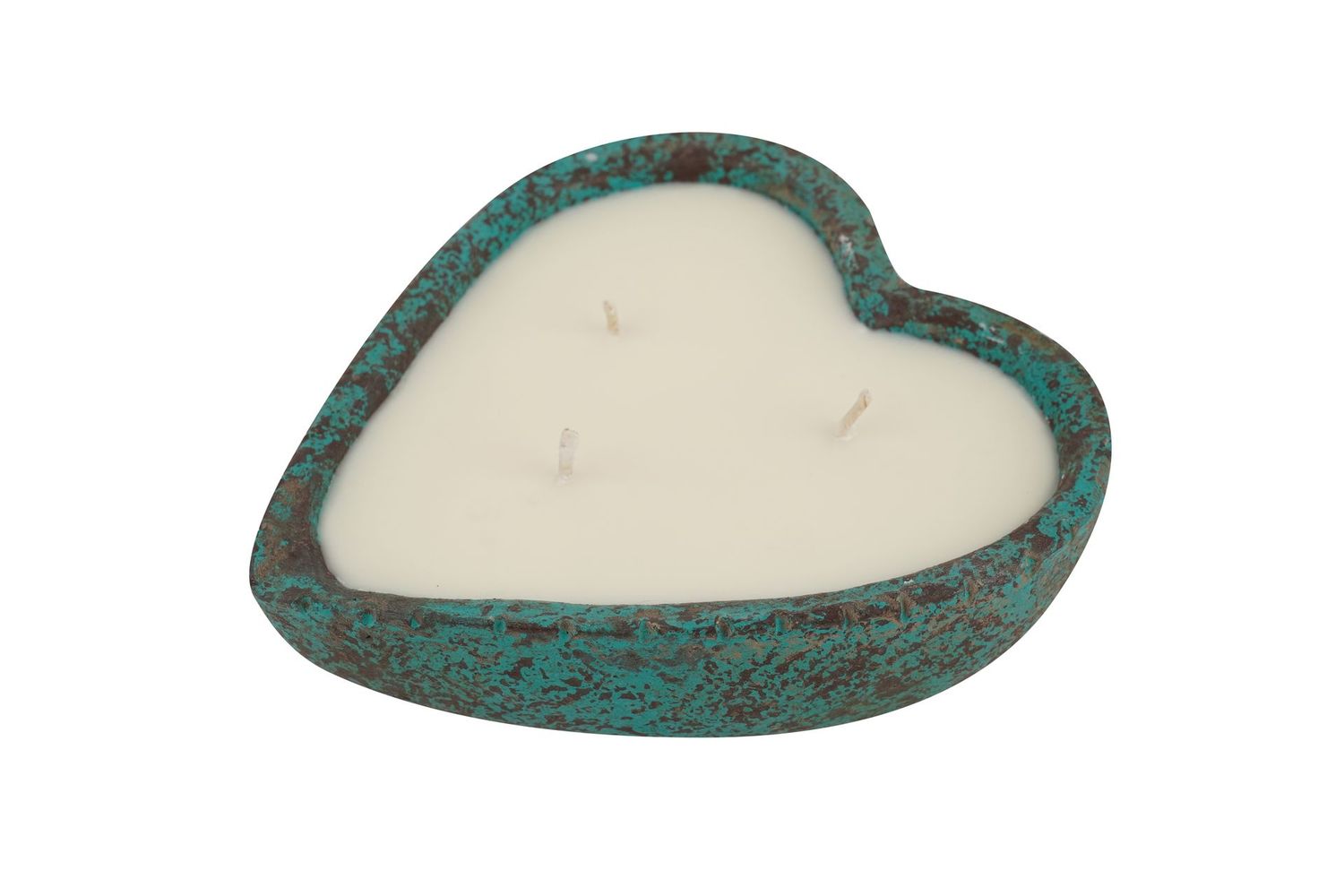 Simple Heart-7x8 inches-Candle Ready Clay Vessel -Turquoise