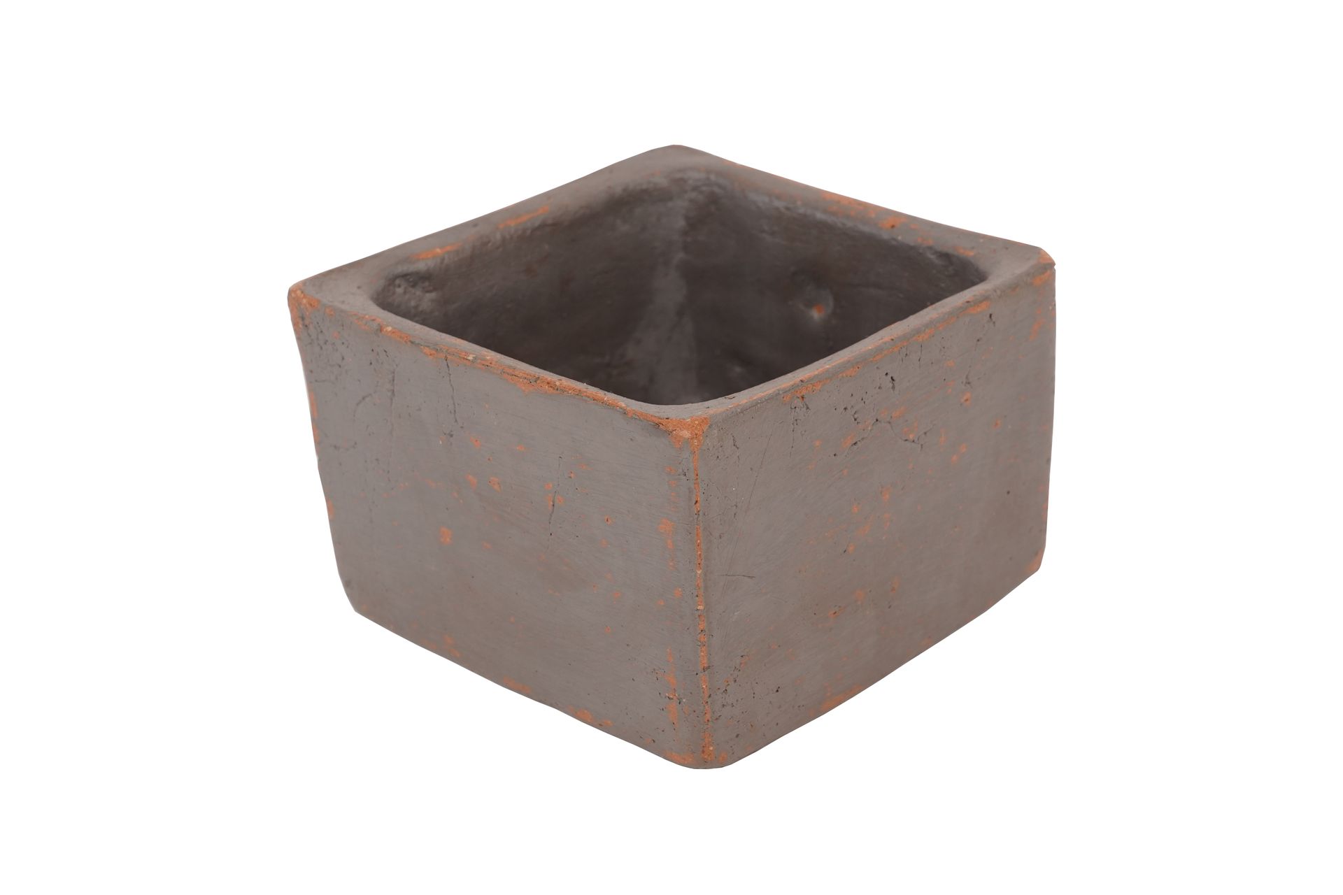 CLEARANCE-Quadra Candle Ready Clay Vessel-5x5 inches- Gray-CLEARANCE-$9