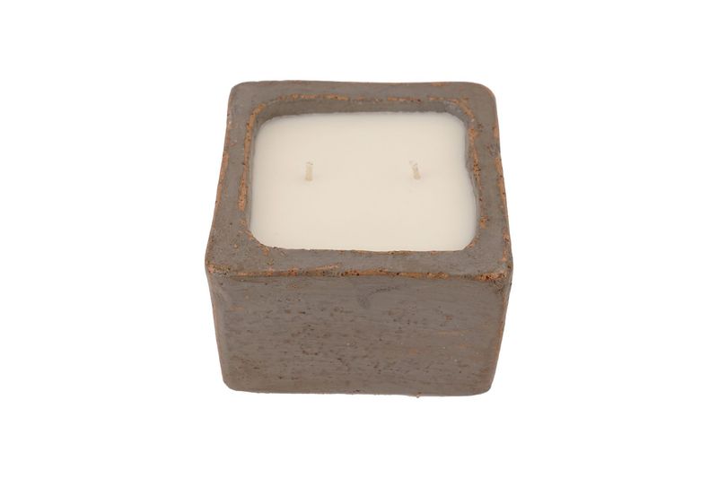 CLEARANCE-Quadra Candle Ready Clay Vessel-5x5 inches- Gray-CLEARANCE-$9