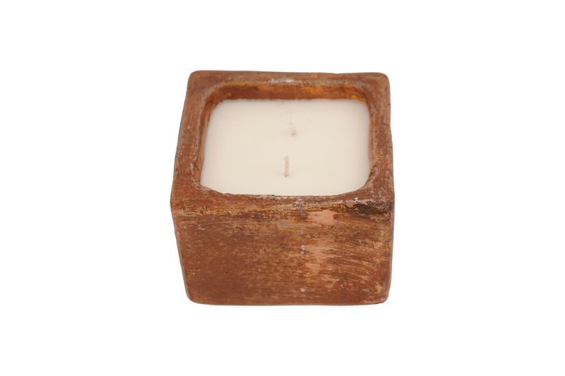 CLEARANCE-Quadra Candle Ready Clay Vessel-5x5 inches- Red Sienna-CLEARANCE-$9