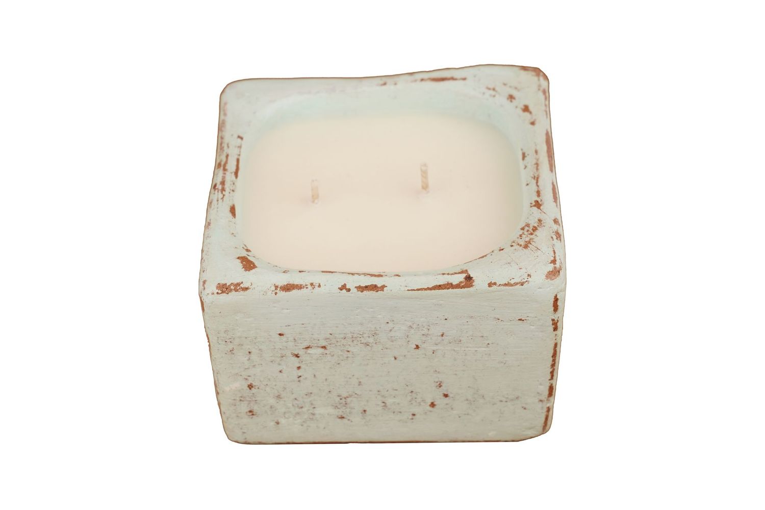 CLEARANCE-Quadra Candle Ready Clay Vessel-5x5 inches- Turquoise-CLEARANCE-$9