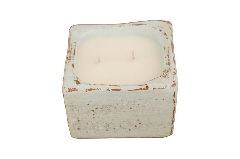 CLEARANCE-Quadra Candle Ready Clay Vessel-5x5 inches- Turquoise-CLEARANCE-$9