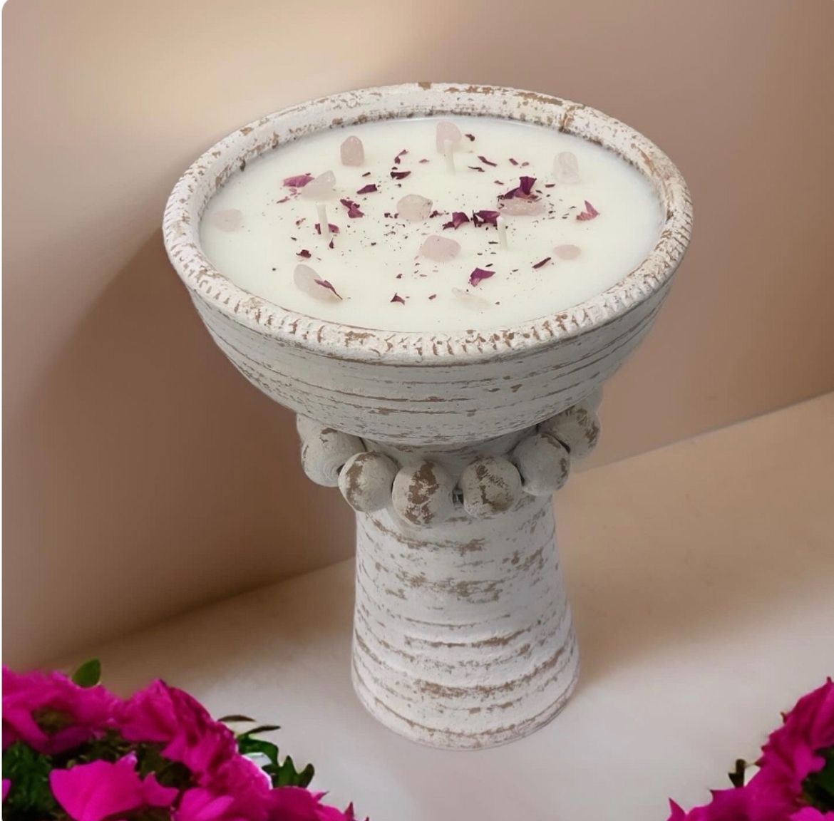 CLEARANCE-Beadzie Tower Candle Pour Vessel-Clay-6x8 inches-White-Beadzie Tower-10 Pieces