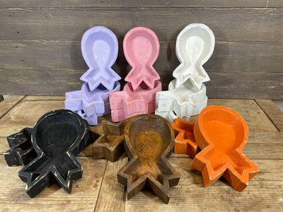 Cancer Symbol Dough Bowl-Candle Ready-7x10-inches-Hand Carved-Cancer Dough Bowl-NEW