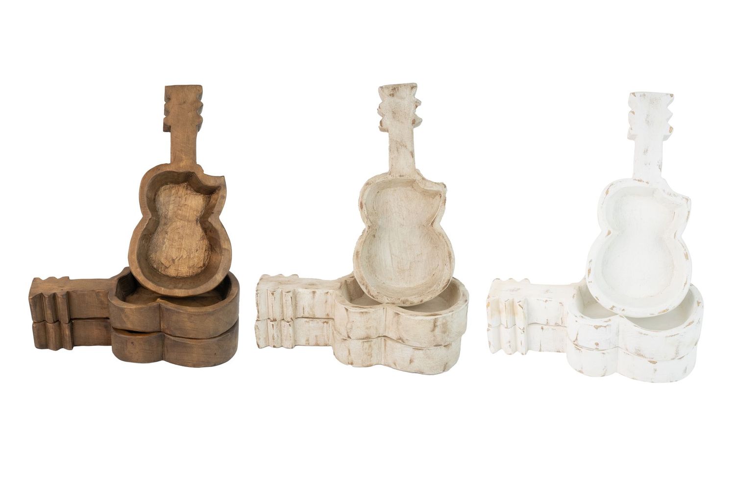 Guitar Dough Bowl-6 x 13 x 2 in-Wood-Handmade-Candle Ready-Carved-Waxed-Guitar-NEW-10 Pieces