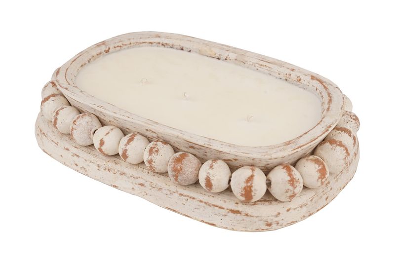 CLEARANCE-Ovee Beaded Candle Ready Clay Vessel-8x11 inches-CLEARANCE-10 Pieces-WHITE