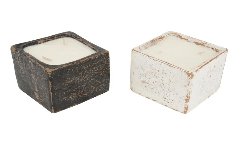 Quadra Candle Ready Clay Vessel-5x5 inches- Black and White-Mixed Pack