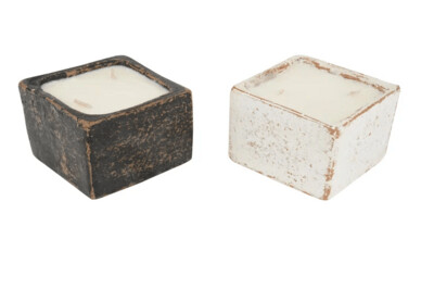 Quadra Candle Ready Clay Vessel-5x5 inches- Black and White-Mixed Pack