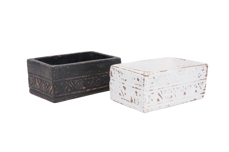 Aztec Rectangular Candle Clay Vessel-4.5x8 inches -2 Color Choices