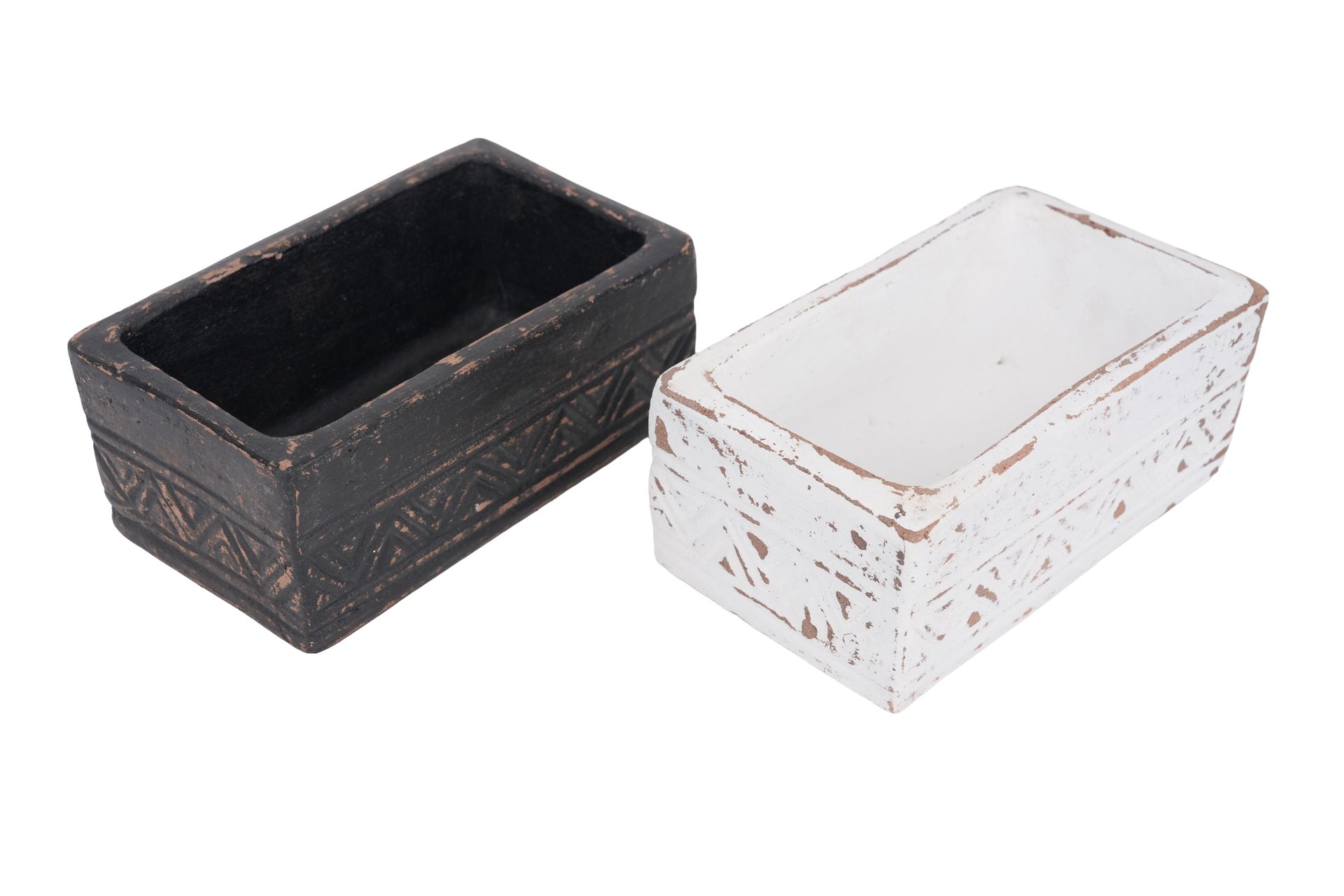 Aztec Rectangular Candle Clay Vessel-4.5x8 inches -2 Color Choices