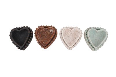 NEW SMALLER SIZE-Beading Heart -7x7 inches- Candle Ready Clay Vessel -4 Color Choices-NEW