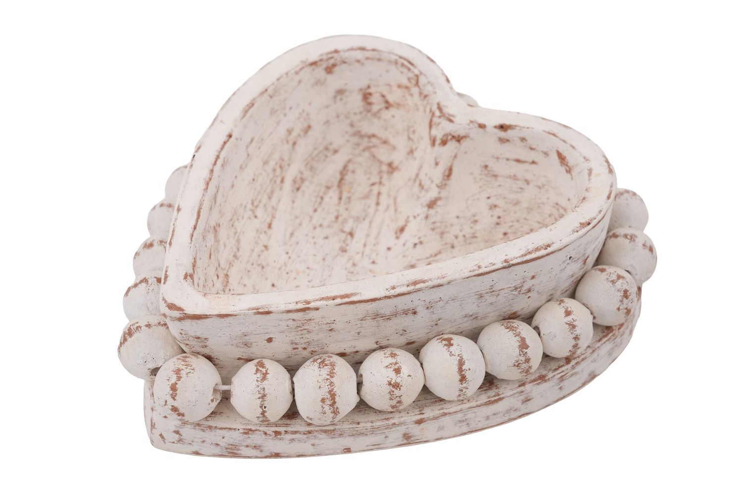 NEW SMALLER SIZE-Beading Heart -7x7 inches- Candle Ready Clay Vessel -4 Color Choices-NEW, COLOR: White