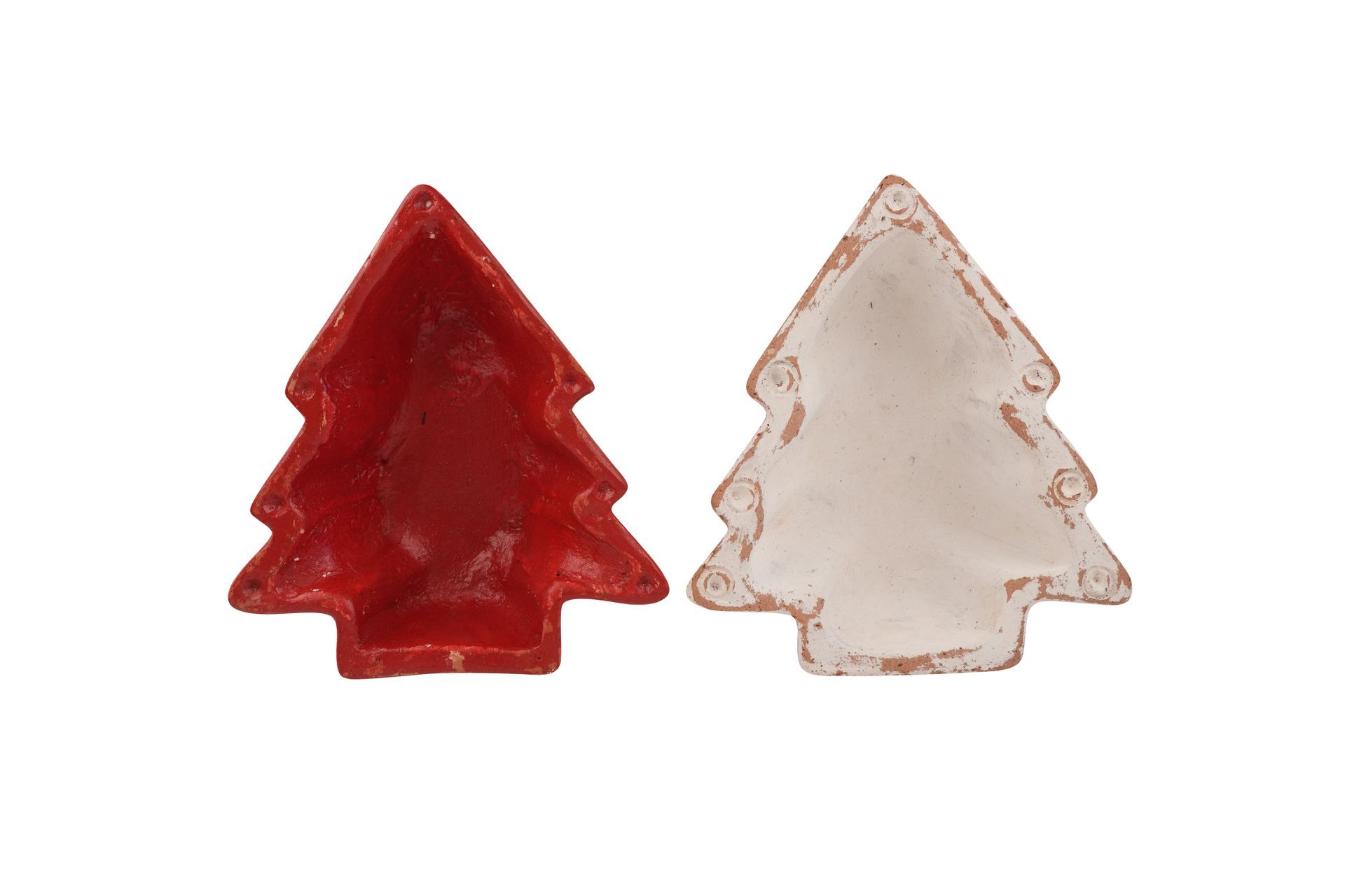 Christmas Tree Clay Candle Vessel-Duo Pack-Candle Ready-9 x 8 x 3-Exclusive Design-Clay-Duo Pack