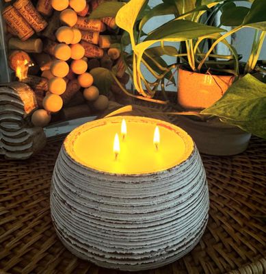 Hivey™ Candle Vessel-Handmade-Candle Pour-Clay-6 x 3 inches-Exclusive Design-NEW-Farmhouse Style- Hivey™-White-10 Pieces Hivey™ Candle Vessel-Handmade-Candle Pour-Clay-6 x 3 inches-Exclusive Design-NEW-Farmhouse Style- Hivey™-White-10 Pieces