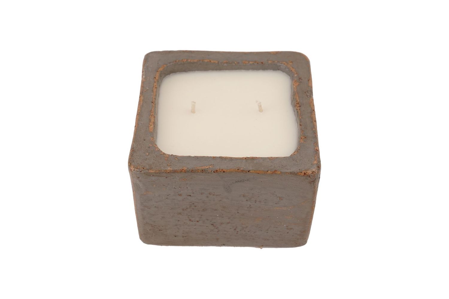 CLEARANCE-Quadra Candle Ready Clay Vessel-5x5 inches- Gray-CLEARANCE-$9