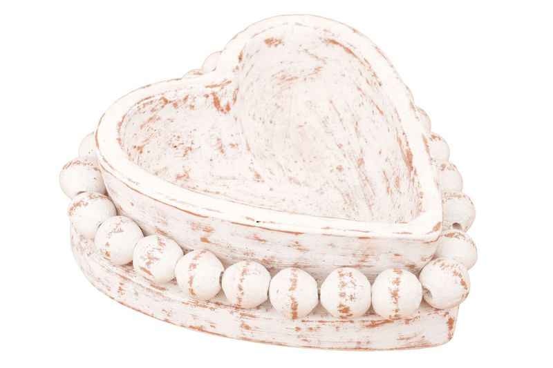 NEW SIZE-Beading Heart -2 Colors-7x7 inches-Candle Ready Clay Vessel-White-10 PCS