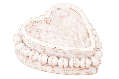 NEW SIZE-Beading Heart -2 Colors-7x7 inches-Candle Ready Clay Vessel-White-10 PCS