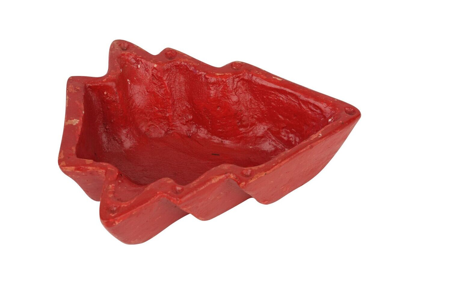 OVERSTOCKED-Christmas Tree Clay Candle Vessel-Candle Ready-9 x 8 x 3-Exclusive Design-Red