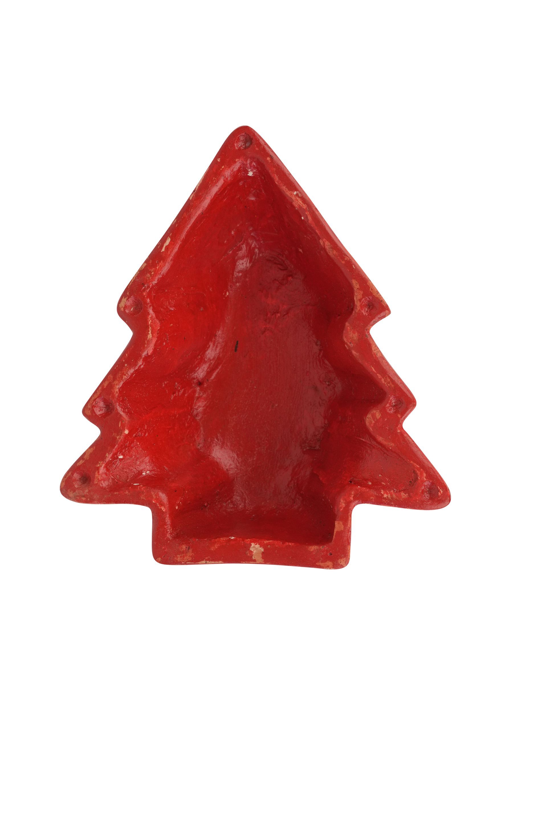 OVERSTOCKED-Christmas Tree Clay Candle Vessel-Candle Ready-9 x 8 x 3-Exclusive Design-Red