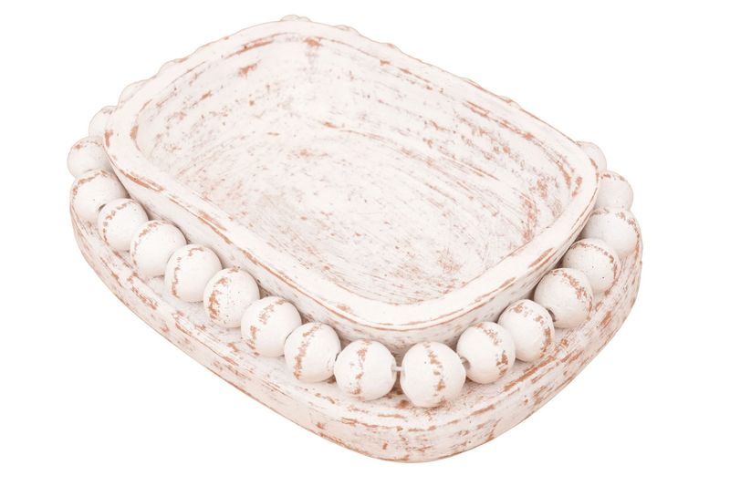 NEW SMALLER SIZE-Ovee Beaded Candle Ready Clay Vessel--7x9 inches-White--10 Pieces