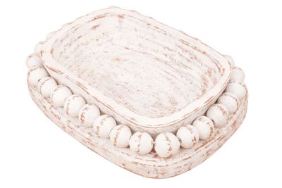 NEW SMALLER SIZE-Ovee Beaded Candle Ready Clay Vessel--7x9 inches-White--10 Pieces