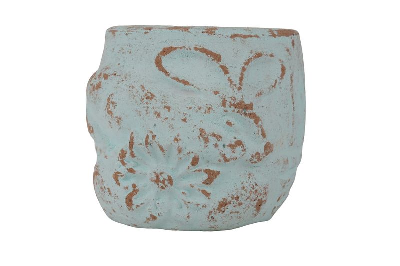 Hoppy Candle Vessel-Candle Ready-Clay-5 x 4  in-Exclusive Design-Easter Bunny-Primitive-Turquoise-10 PCS