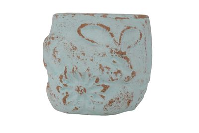 Hoppy Candle Vessel-Candle Ready-Clay-5 x 4  in-Exclusive Design-Easter Bunny-Primitive-Turquoise-10 PCS