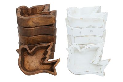 Dove Dough Bowl-6 x 13 x 2 in-Wood-Handmade-Candle Ready-Carved-Dove-NEW-Mixed Pack-10 PCS