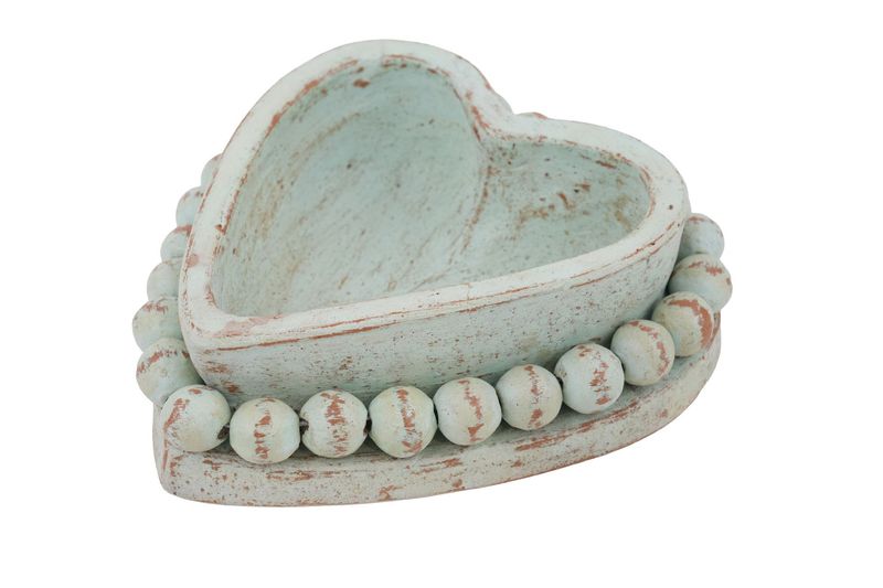 NEW SIZE-Beading Heart -7x7 inches-Candle Ready Clay Vessel-Mint Mist-10 PCS
