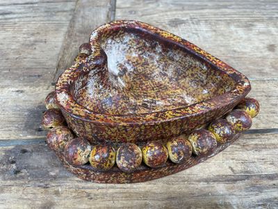 NEW SIZE-Beading Heart --7x7 inches-Candle Ready Clay Vessel-Red-10 PCS