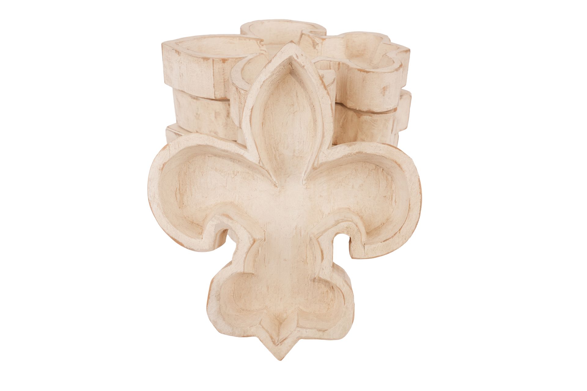 Fleur de Lis Dough Bowl-10 x 12 x 2 inches-Wood-Handmade-Candle Ready-Carved-NEW