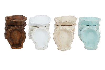 Sea Shell Dough Bowl-6 x 7 x 2 in-Wood-Handmade-Candle Ready-Carved-NEW-10 Pieces
