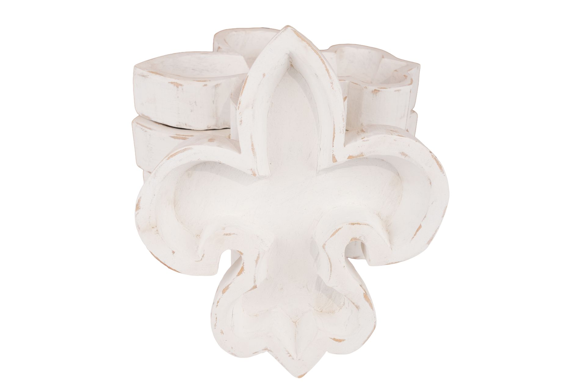Fleur de Lis Dough Bowl-10 x 12 x 2 inches-Wood-Handmade-Candle Ready-Carved-Mixed Pack-NEW