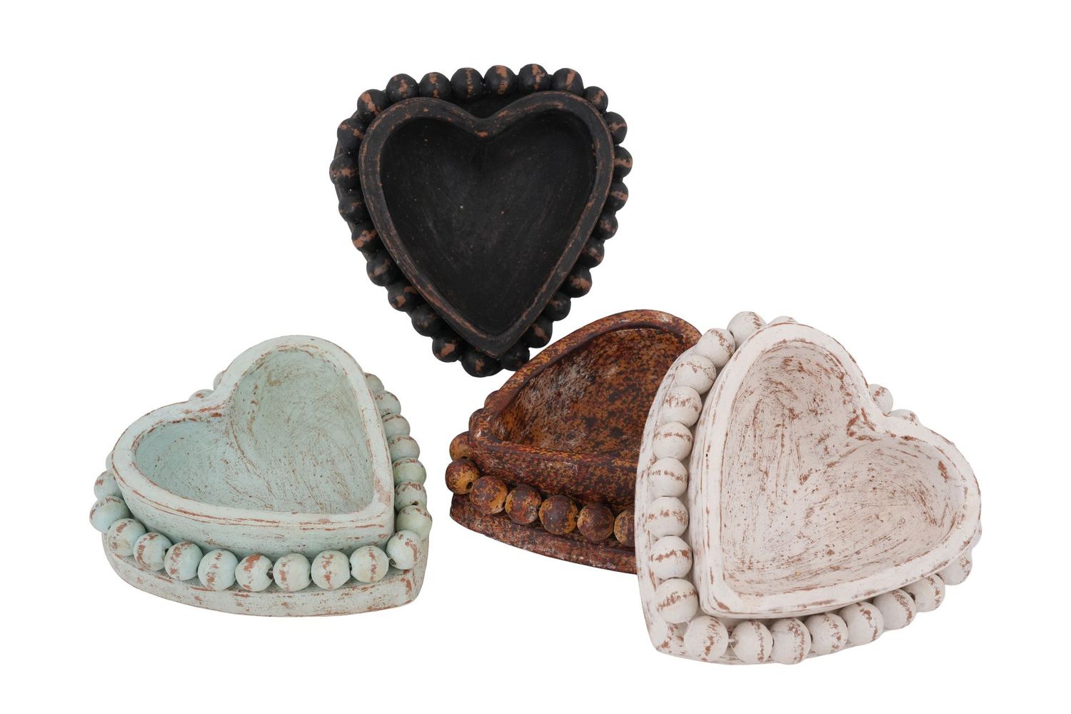 NEW SMALLER SIZE-Beading Heart -7x7 inches-Assorted Pack- Candle Ready Clay Vessel -12 PCS-NEW