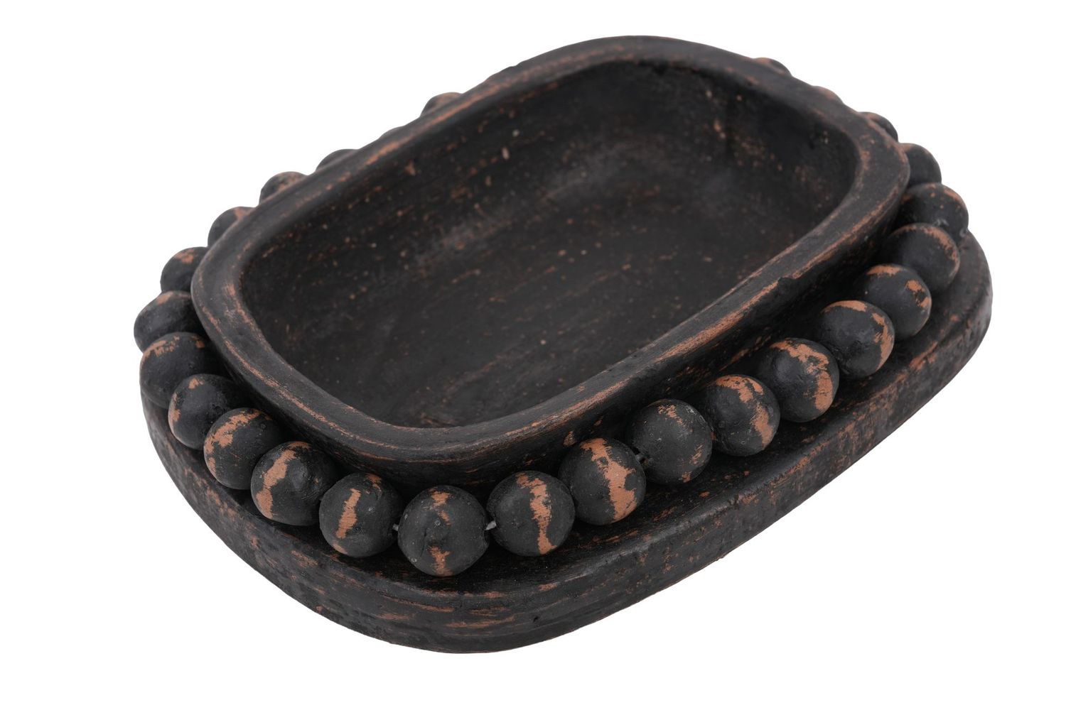 NEW SMALLER SIZE-Ovee Beaded Candle Ready Clay Vessel--7x9 inches-Black--10 Pieces